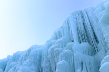 White icicles in winter in northern China