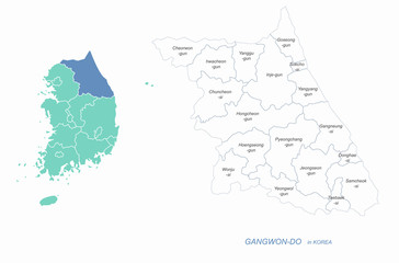 korea provinces map. vector map of korea province.
gyeonggi-do, chongcheong-do, gangsang-do, jeolla-do, jeju island map.