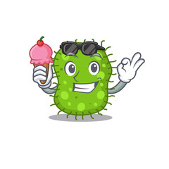 Cartoon design concept of escherichia having an ice cream