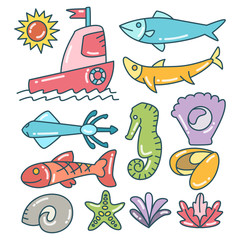 fish, marine and ocean life concept color theme