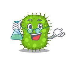Escherichia smart Professor Cartoon design style working with glass tube