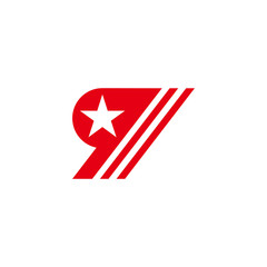 letter q star arrow stripes geometric symbol logo vector