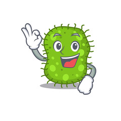 Escherichia mascot design style with an Okay gesture finger