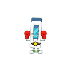 A sporty digital thermometer boxing athlete cartoon mascot design style