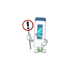 A picture of digital thermometer cartoon character concept holding a sign