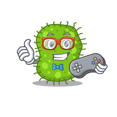 Mascot design concept of escherichia gamer using controller