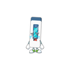 A weeping digital thermometer cartoon character concept