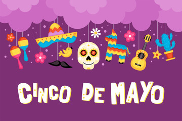 Cinco de Mayo Mexican Holiday banner, poster and greeting card design
