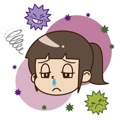 鼻水が出ている女の子とウイルス