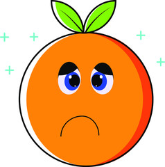 Fototapeta premium Sad orange cartoon image isolated on white background