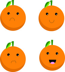 set of funny orange  cartoon image isolated on white background