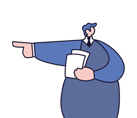 businessman standing with document on white background