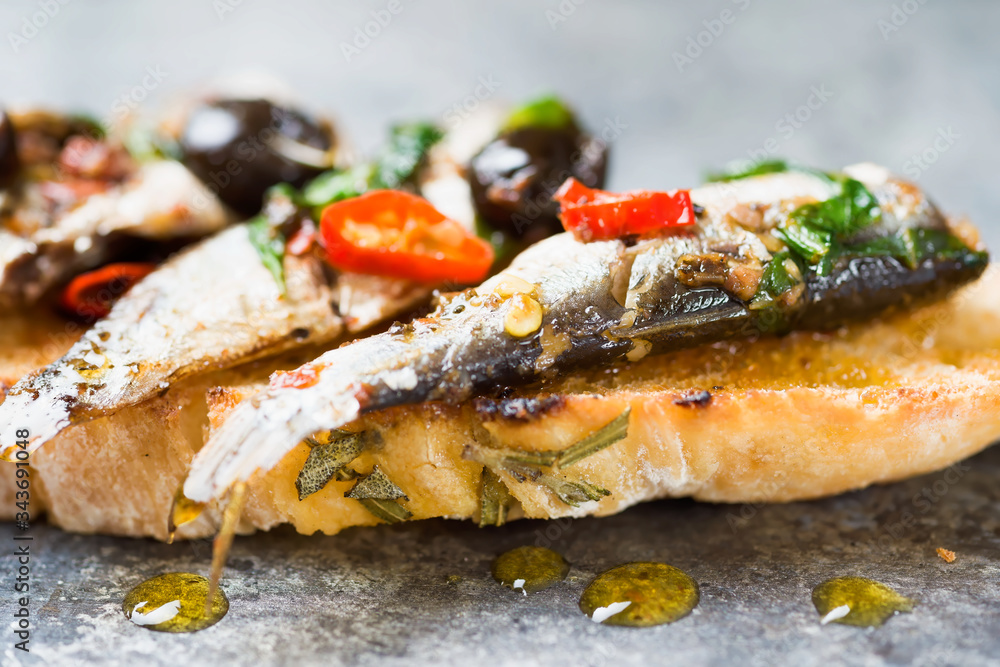 Wall mural spanish sardines on toast