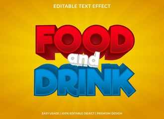 Obraz premium food and drink text effect template with bold cartoon style use for logo and brand title or headline