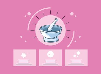 infographic with icons laboratory research, coronavirus