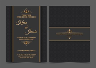 Fototapeta na wymiar Luxury vintage golden vector invitation card template 
