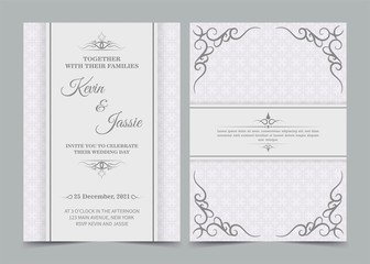 Invitation card vector design vintage style with white color	