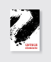 Black ink brush stroke on white background. Vector illustration of grunge stains element.