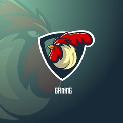 Rooster mascot logo design with modern illustration concept style for badge, emblem and t shirt printing. Angry rooster illustration for sport and e-sport team. © Artchilles