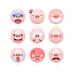 Cute Pig Emoticon Collection