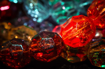 faceted beads in different colors with different colors