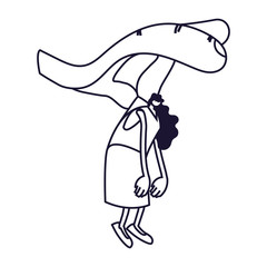 woman dismissed from job, line style icon