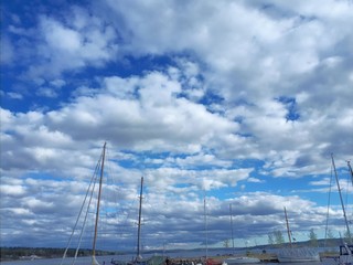 High masts of yachts against the blue sky - Lysaker 