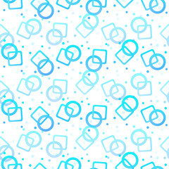 青い円と四角　シームレスパターンB