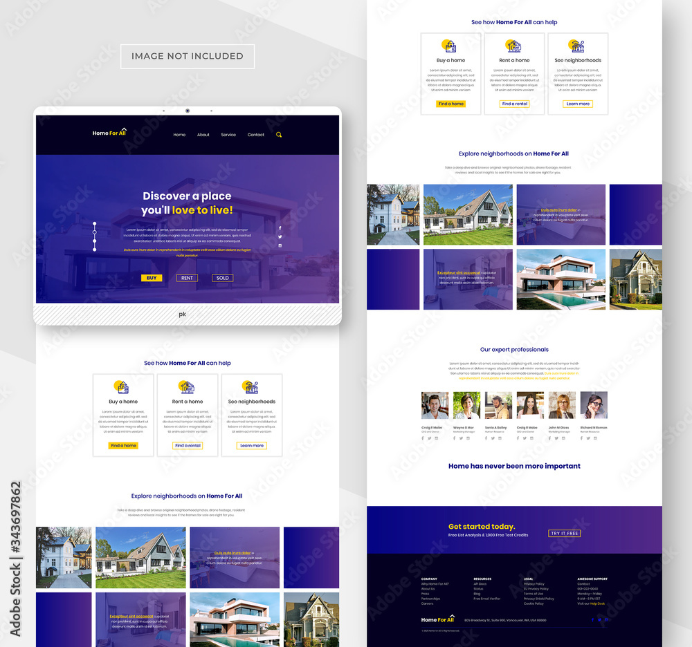 Wall mural clean real estate web template for multipurpose business website
