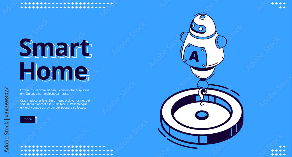 Poster smart home banner. internet of things technology concept. vector landing page of house control syste