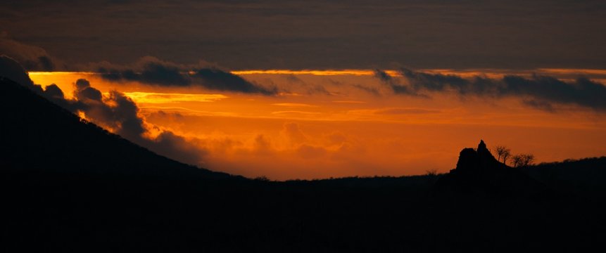 Sunset in Galapagos, Floreana island.