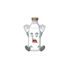 Milk bottle cartoon character design showing shocking gesture
