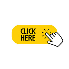 Obraz premium Click here button with hand clicking icon
