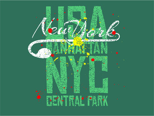 New york city embroidery graphic design vector art