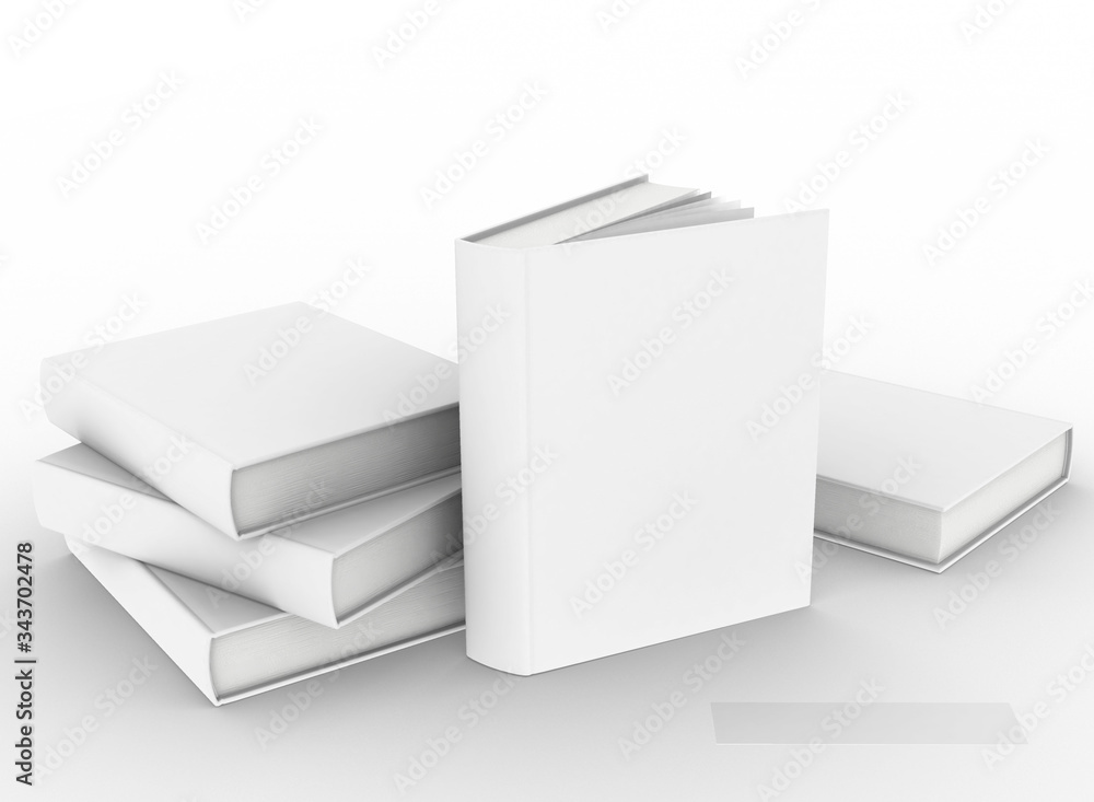 Poster template empty book mockup set white background , 3d rendering
