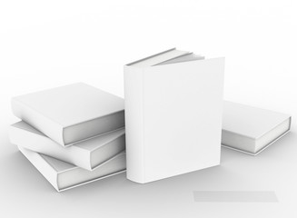  template empty book mockup set white background , 3d rendering