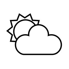 cloud with sun line style icon