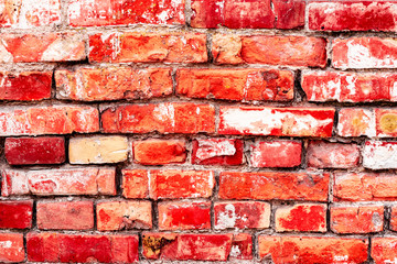 Texture of a brick wall with cracks and scratches which can be used as a background