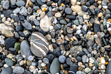 Smooth Colorful Rocks on Beach (Texture/ Nature Background) 