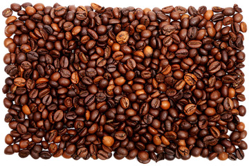 roasted coffee beans texture isolated on white background
