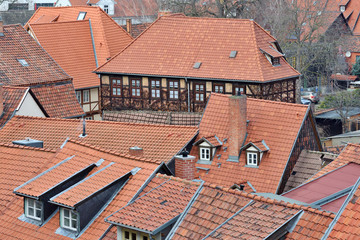 Fototapeta na wymiar The historic old town of Quedlinburg in Germany