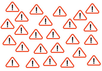 Hazard warning attention sign seamless pattern, isolated on white background. Vector illustration, easy to edit.