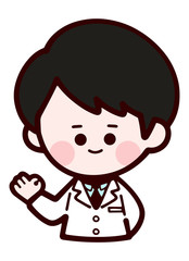 Doctor wearing laboratory coat / man / OK gesture