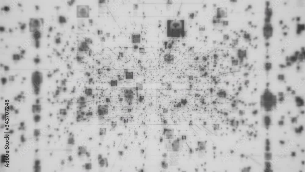 Poster social network concept with a stream of unrecognizable people portraits connecting each other with l