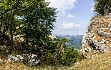 Fototapeta na wymiar mountains massif Alburni area Petina and valley