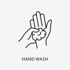 Hand washing line icon on white background.