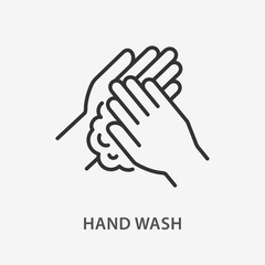 Hand washing line icon on white background.