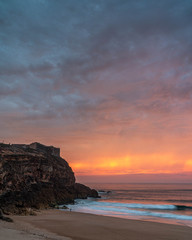 Sunset in Nazare, Portugal.
