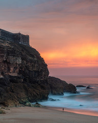 Sunset in Nazare, Portugal.