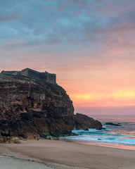 Sunset in Nazare, Portugal.